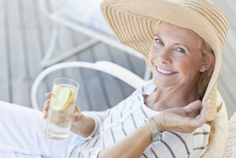happy lady relaxing outside